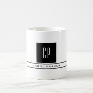 Mug Monogramme moderne Professional Plain Nom simple