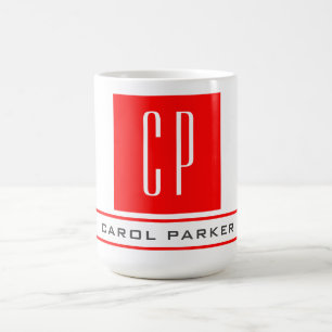 Mug Monogramme moderne Professional Plain Nom simple