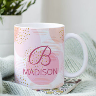 Mug Monogramme moderne rose Parties scintillant fille 