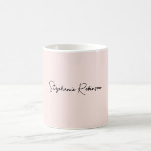 Mug Monogramme moderne rose vif élégant Script de nom