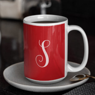 Mug Monogramme moderne rouge chic et élégant personnal