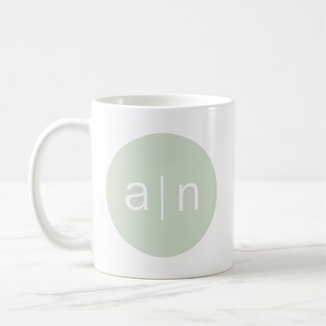 Mug Monogramme moderne - Vert (Gauche)