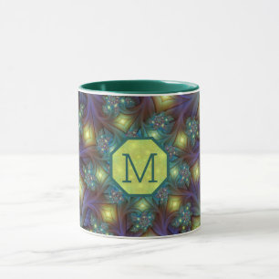 Mug Monogramme Motif d'art fractionné et coloré