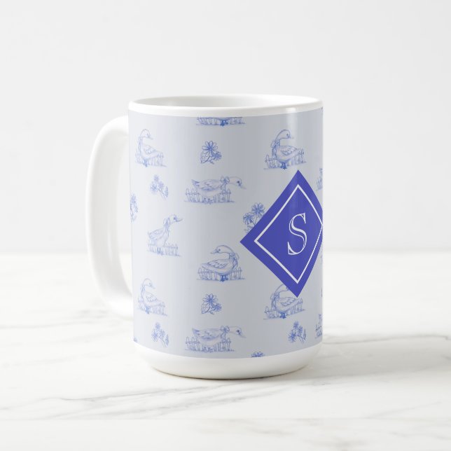 Mug Monogramme Motif de l'orignal de campagne mignonne (Devant gauche)