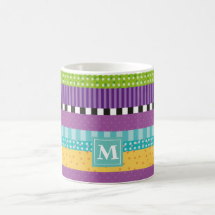 Mug Monogramme Motif de points de bande