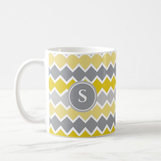 Mug Monogramme Motif jaune et gris (Gauche)