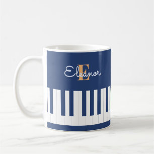 Mug Monogramme Musique Clavier Musique Bleu Touches de