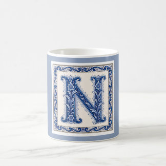 Mug Monogramme N de l'héritage norvégien - Bleu