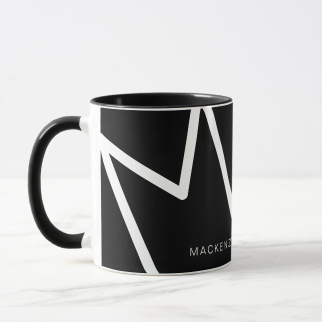 Mug Monogramme noir blanc Abstrait moderne personnalis (Gauche)