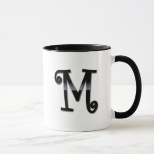 Mug Monogramme noir de lustre - M