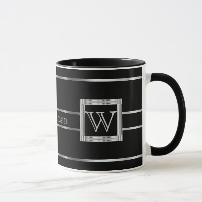 Mug Monogramme noir et argent  (Droite)