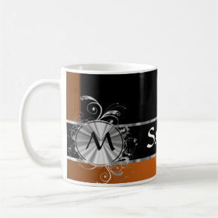 Mug Monogramme noir et argenté de cuivre