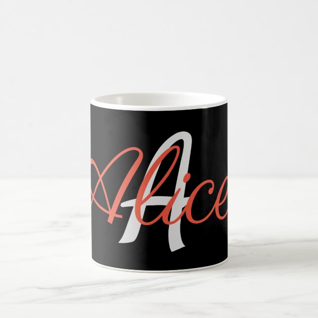 Mug Monogramme noir et blanc glamour personnalisé (Centre)