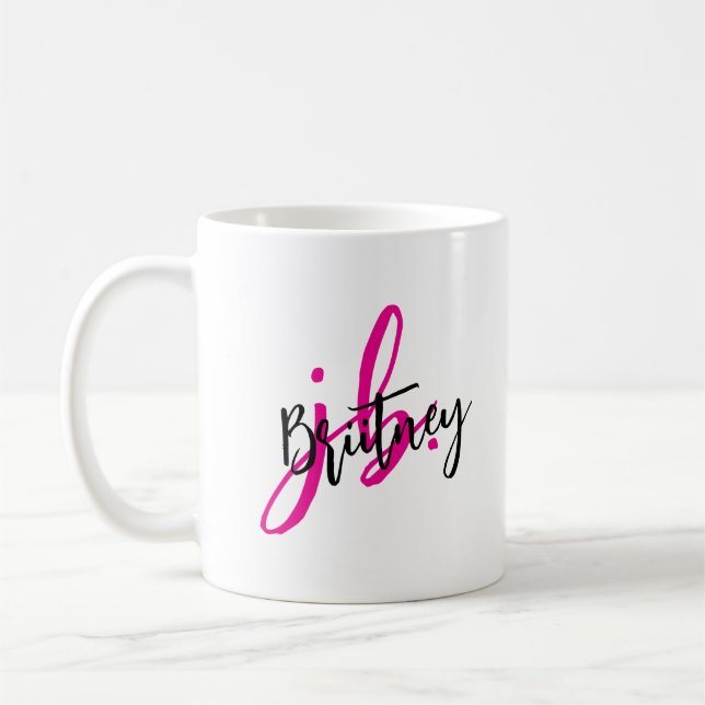 Mug Monogramme noir et rose (Gauche)