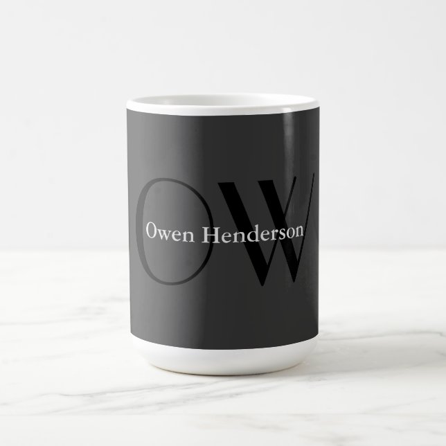 Mug Monogramme noir gris élégant (Centre)