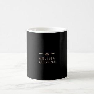 Mug Monogramme Noir Moderne chic élégant