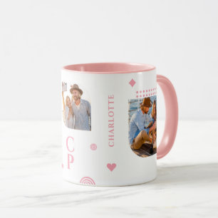 Mug Monogramme Nom 3 Photo Collage Café moderne tendan