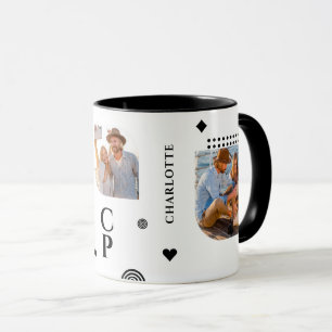 Mug Monogramme Nom 3 Photo Collage tendance