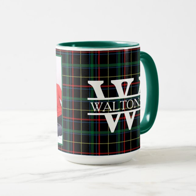 Mug Monogramme, nom et photo personnalisés tassés fonc (Devant droit)