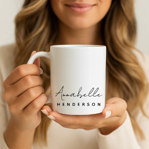 Mug Monogramme Nom   Moderne Minimaliste Élégant