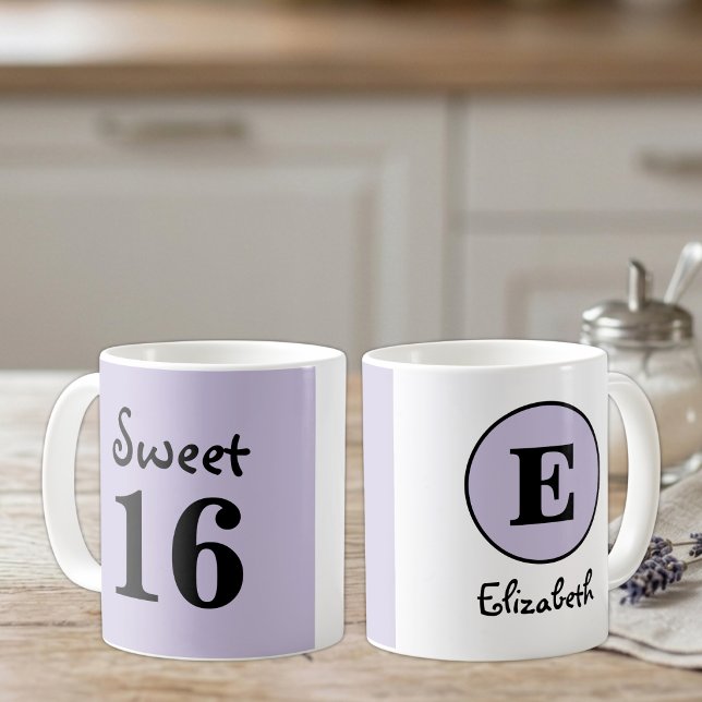 Mug Monogramme nom Sweet 16 violet (Créateur téléchargé)