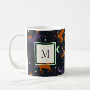 Mug Monogramme Nuit d'automne Halloween Horse Motif