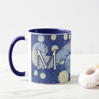 Mug Monogramme Nuit Étoilée personnalisé Art Vincent V