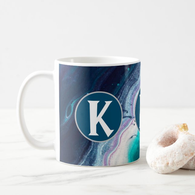 Mug Monogramme océanique Abstrait (Avec donut)