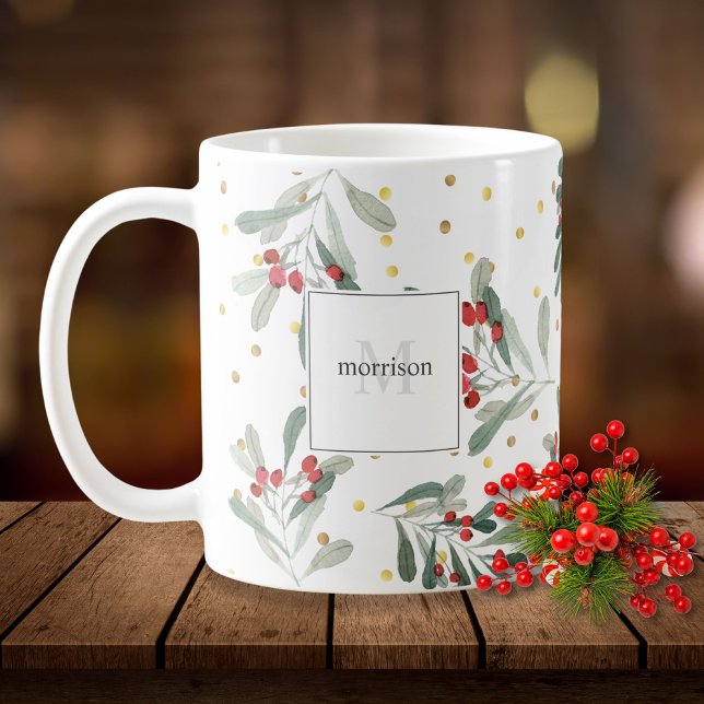 Mug Monogramme Or des Botaniques de Vacances d'hiver m (Créateur téléchargé)