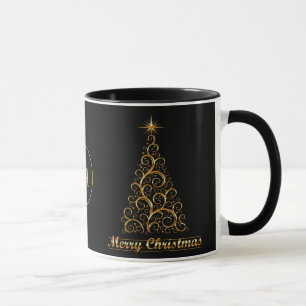 Mug Monogramme Or Joyeux Noël Arbre étoile