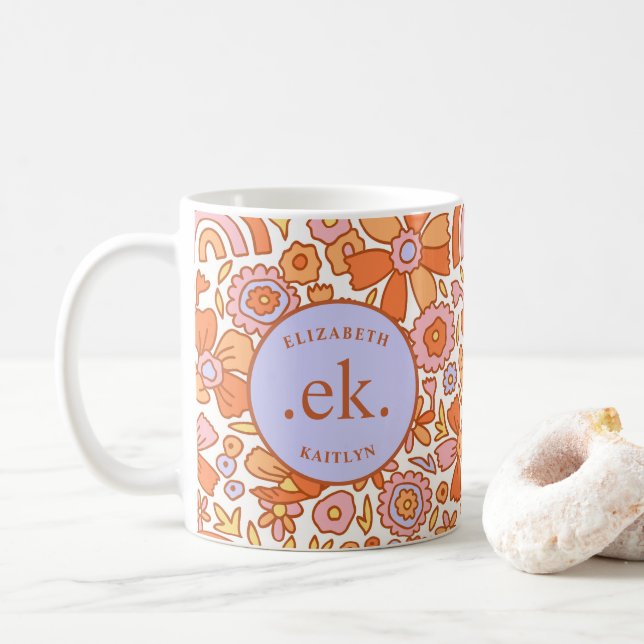 Mug Monogramme Orange Super Retro (Avec donut)