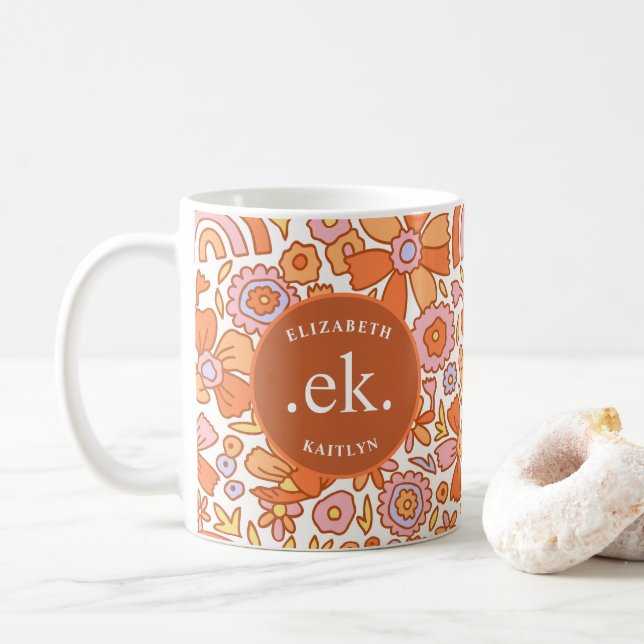 Mug Monogramme Orange Super Retro (Avec donut)