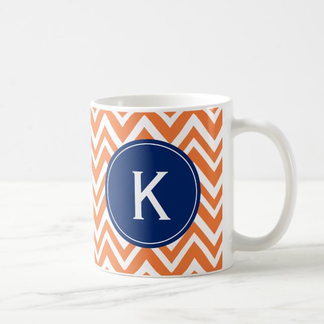 Mug Monogramme Orange Zigzag Motif (Droite)