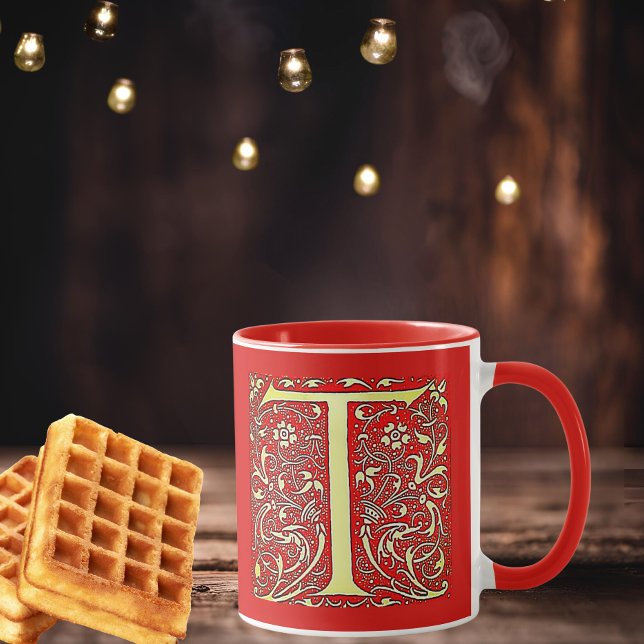 Mug Monogramme ornemental antique - capital T (Créateur téléchargé)