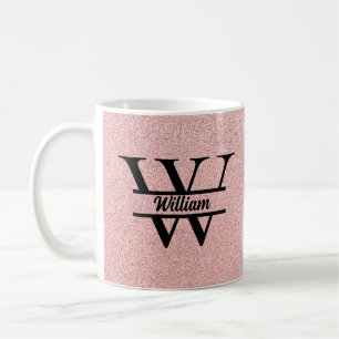 Mug Monogramme Pailleté Rose Gold   Étincelle Féminine