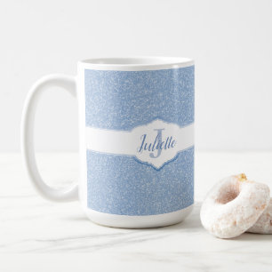 Mug Monogramme Parties scintillant bleu ciel