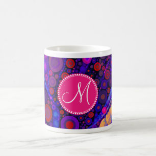 Mug Monogramme personnalisé Cercles Abstraits Mosaïque