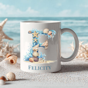 Mug Monogramme personnalisé de la côte initiale F Plag