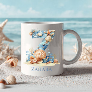 Mug Monogramme personnalisé de la côte initiale Z plag
