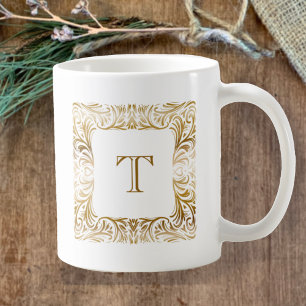 Mug Monogramme personnalisé Élégant Golden John 3:16 N
