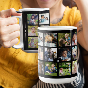 Mug Monogramme personnalisé en collage photo personnal