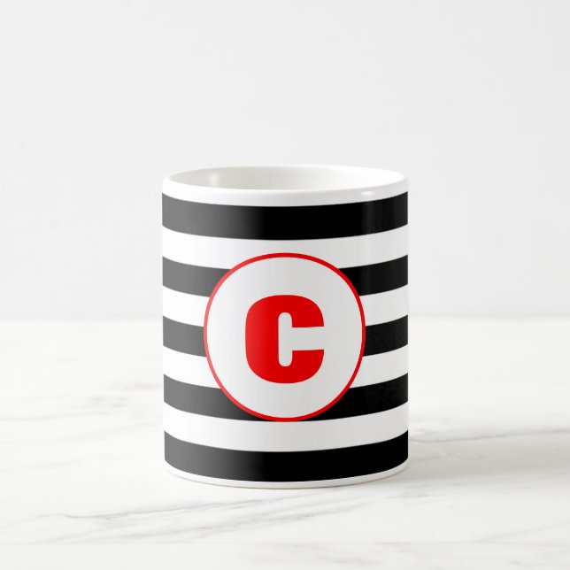 Mug Monogramme Personnalisé En Noir Et Blanc (Centre)