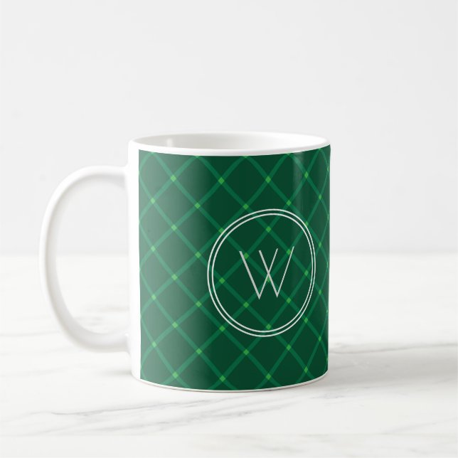 Mug Monogramme personnalisé festif vert foncé (Gauche)