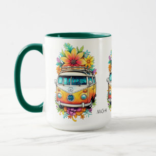 Mug Monogramme personnalisé Hippie Van