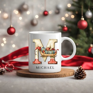 Mug Monogramme personnalisé initiale M Noël Fêtes