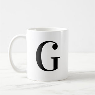 Mug Monogramme personnalisé moderne noir Lettre G pers