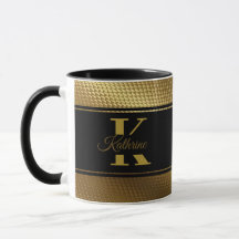 monogramme personnalisé nom doré noir