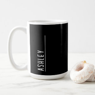 Mug monogramme personnalisé, nouvelle ligne noire