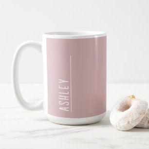 Mug monogramme personnalisé, rose pastel moderne