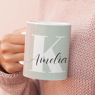 Mug Monogramme personnalisé Sage vert